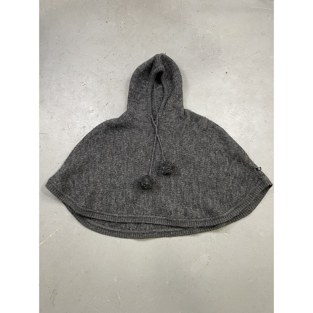 Rare Stussy gray wool hooded poncho‎ with puff drawstrings M